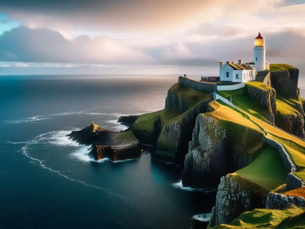 La mágica luz del faro de Neist Point en Escocia evoca el universo ficticio de Harry Potter, con su haz brillante cortando la noche