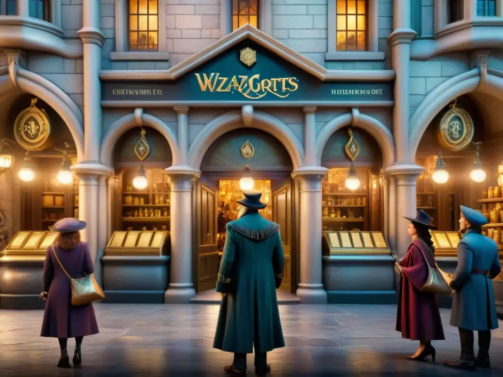 En la majestuosa fachada de Gringotts, magia y comercio se entrelazan en medio de conflictos económicos en sagas fantásticas