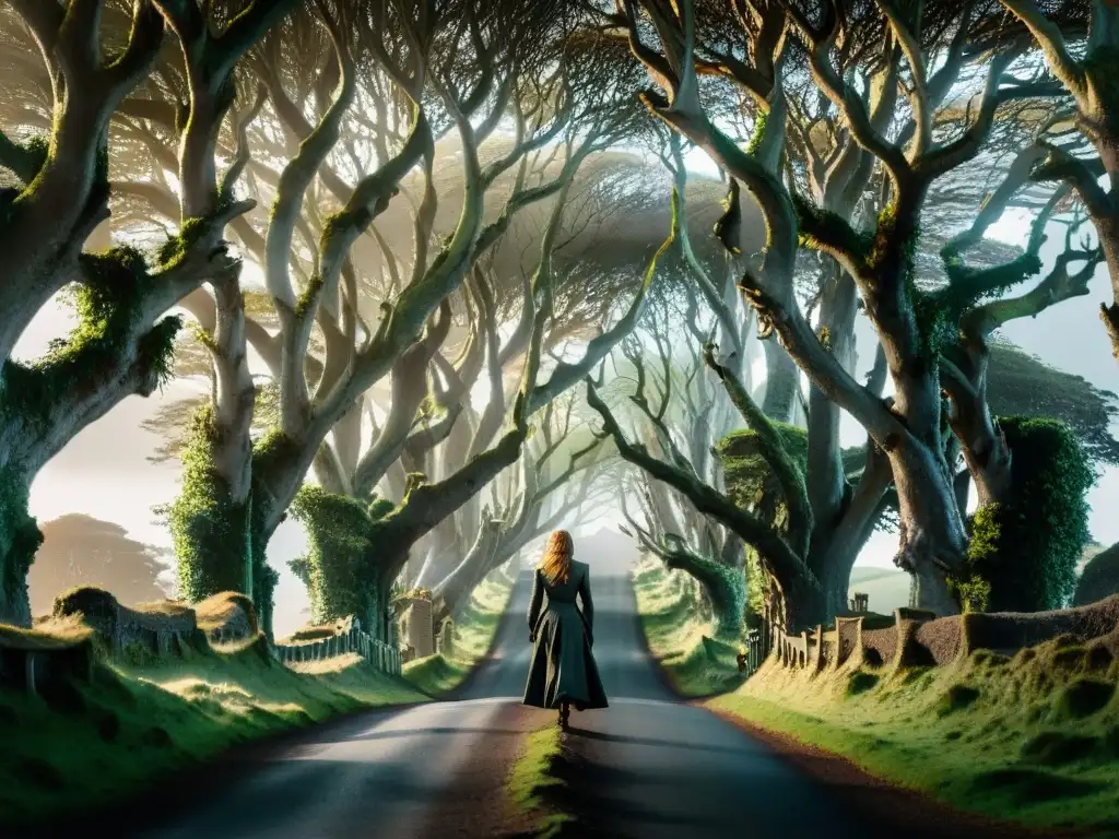 Majestuosa vista de los Dark Hedges en Irlanda del Norte, famosa localización de rodaje de Juego de Tronos