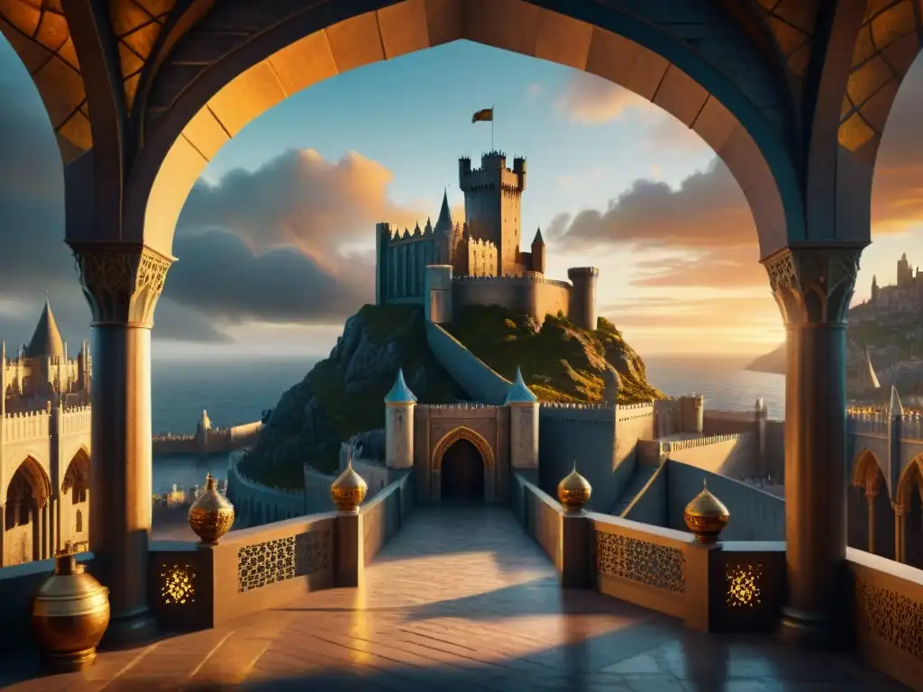 Majestuosa vista del Gran Septo de Baelor en King's Landing al atardecer, destacando las sectas religiosas en Juego de Tronos