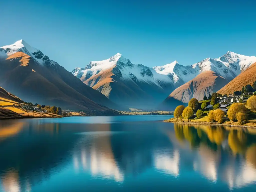 Majestuosas montañas nevadas de Nueva Zelanda como escenario LOTR