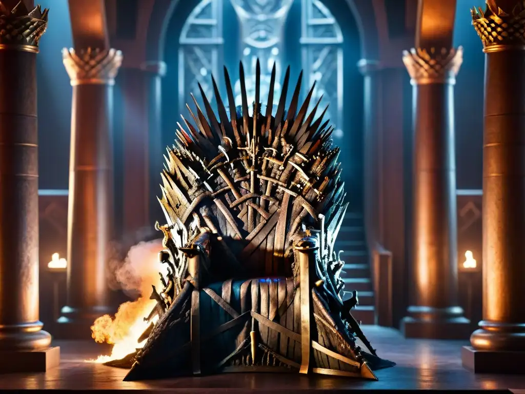 El majestuoso Trono de Hierro de 'Game of Thrones' en una habitación sombría