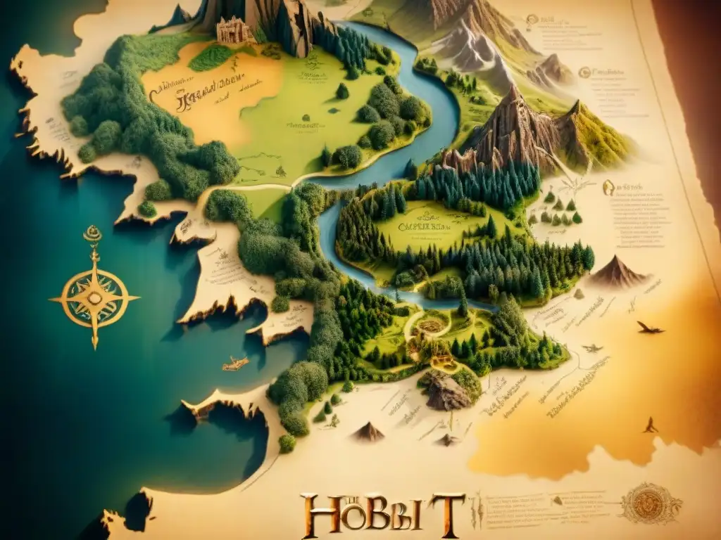 Mapa detallado de la Tierra Media de 'El Hobbit', con aura mítica y raíces culturales de El Hobbit