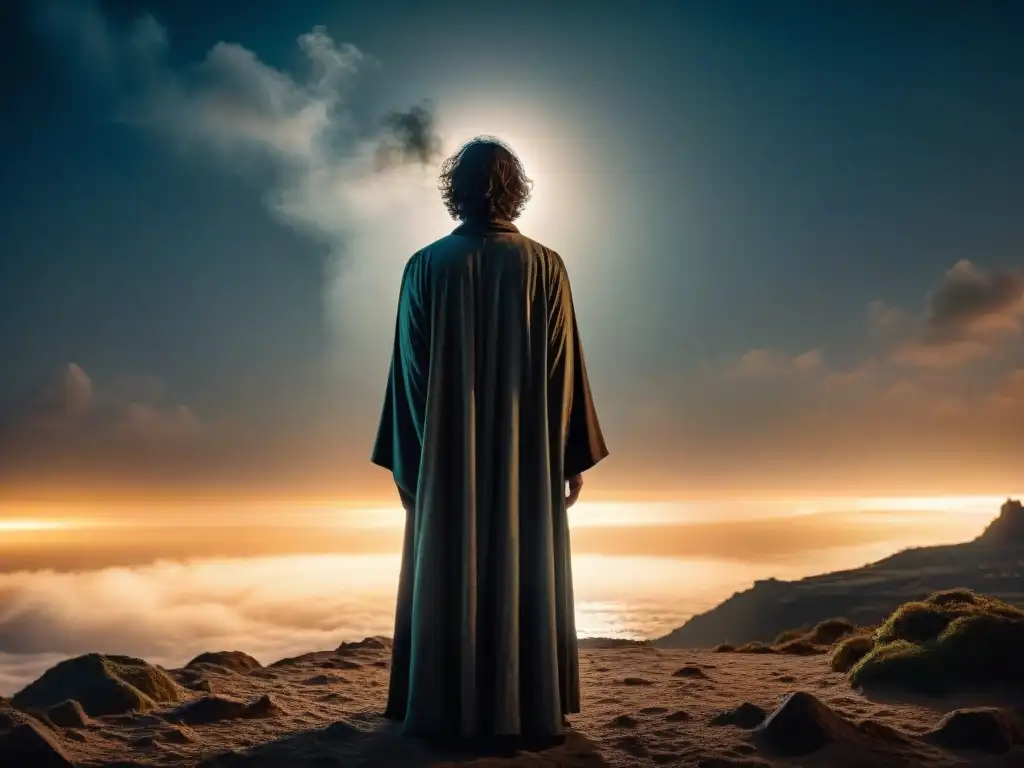 En el misterioso Limbo, una figura en sombras contempla la luz solitaria