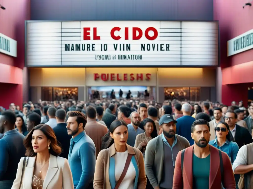 Multitud expectante en cine para ver 'El Código Da Vinci' Multitud ansiosa espera para ver 'El Código Da Vinci' en un concurrido vestíbulo de cine