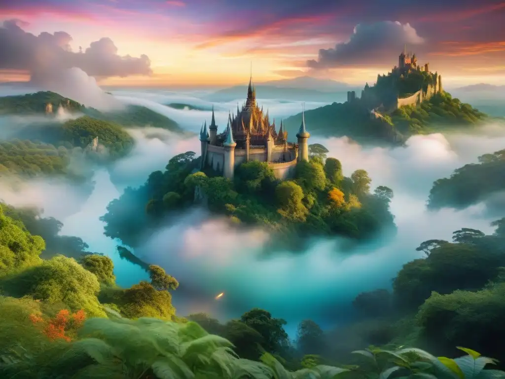 Un mundo mítico lleno de criaturas en batalla: dragones, dioses y espíritus