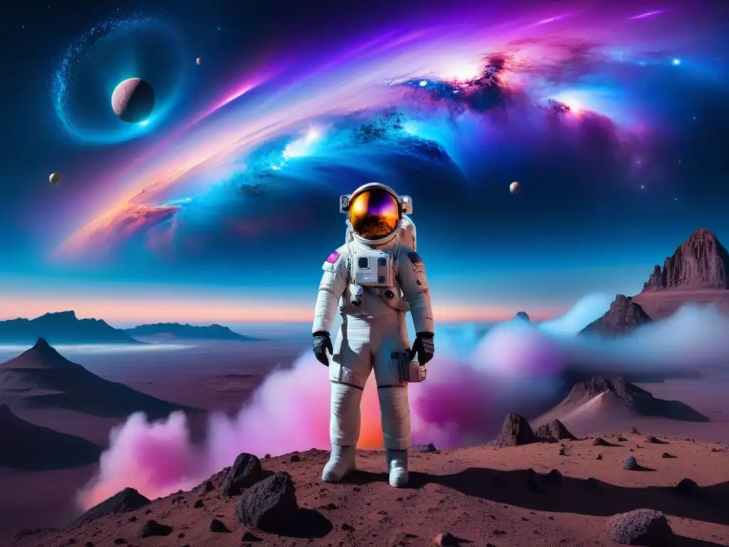 Nave espacial futurista surca nebulosa cósmica Una nave espacial futurista surca una nebulosa vibrante, evocando la exploración profunda de mundos ficticios