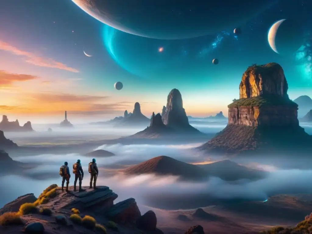 Un paisaje alienígena, exploradores sorprendidos