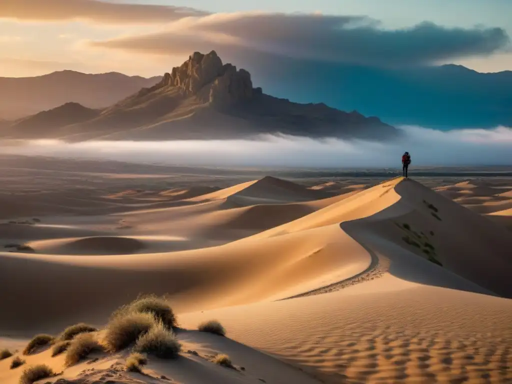 Un paisaje deslumbrante del desierto en Almería, España, bajo la luz dorada del atardecer