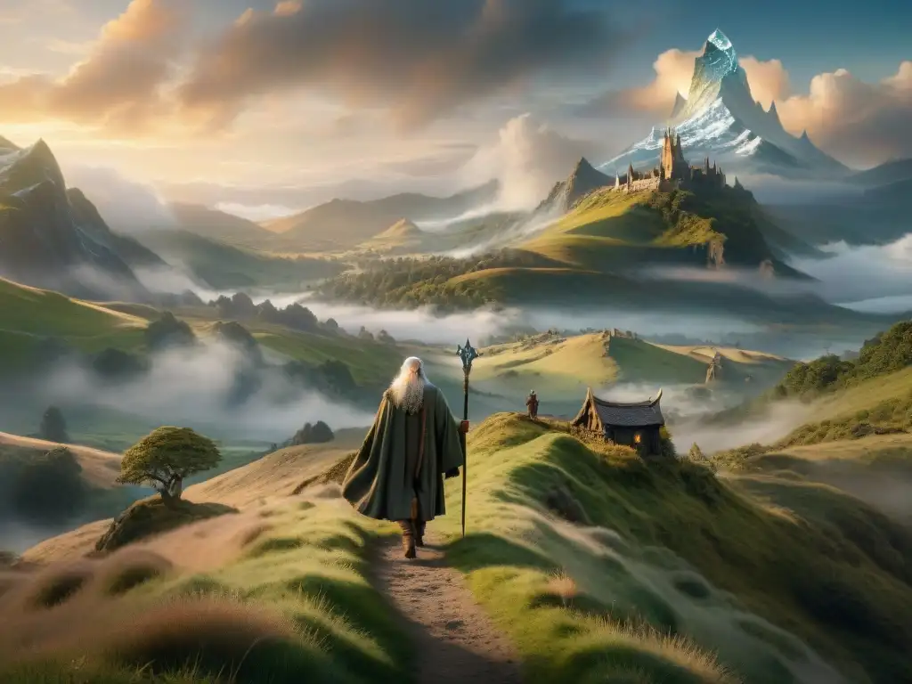 Un paisaje mágico inspirado en un universo ficticio, con merchandising personalizado de Tolkien