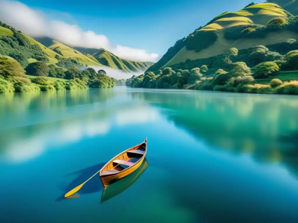 Paisaje mágico del río Waikato en Nueva Zelanda, evocando los secretos locaciones 'The Lord of the Rings'