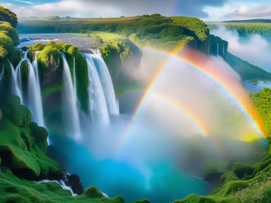 Un paisaje majestuoso y mágico se despliega, mostrando un reino fantástico bañado en luz etérea