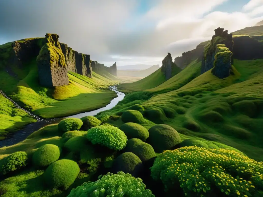 Paisaje místico de Islandia en el Parque Nacional Thingvellir, evocando la grandeza de Asgard