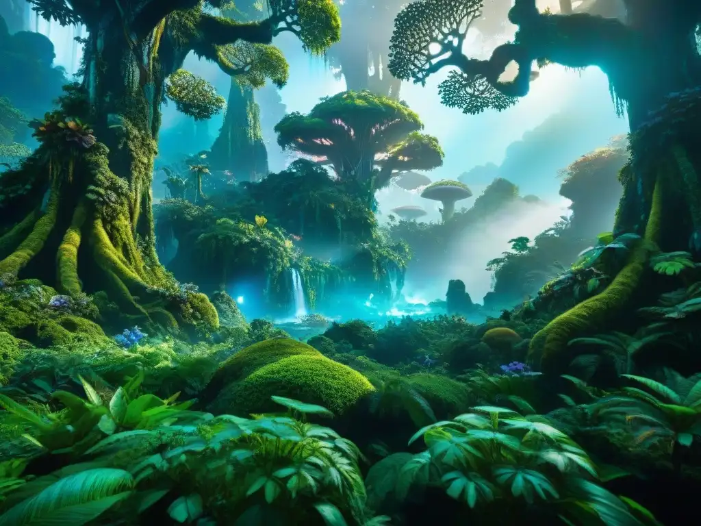 Bosque bioluminiscente de Pandora: belleza exótica y biodiversidad en 8k Descubre la biodiversidad de Pandora con su bosque bioluminiscente y criaturas únicas
