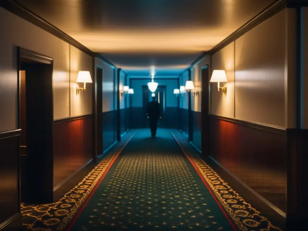 Un pasillo solitario y tenebroso del Hotel Overlook de 'El Resplandor', evocando terror psicológico