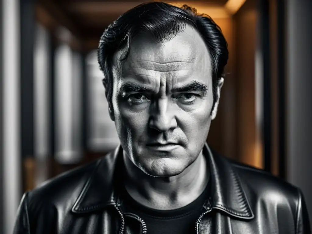 Quentin Tarantino, con mirada seria y expresión reflexiva