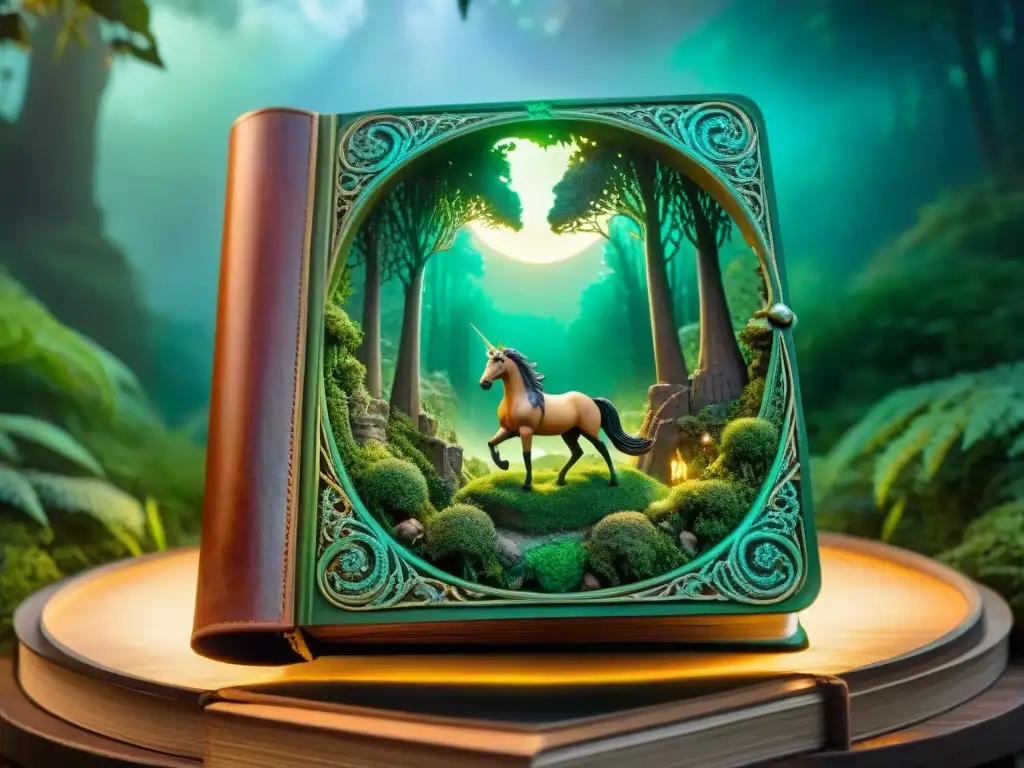 ¡Explora la realidad aumentada en libros fantasía con esta escena de bosque encantado!