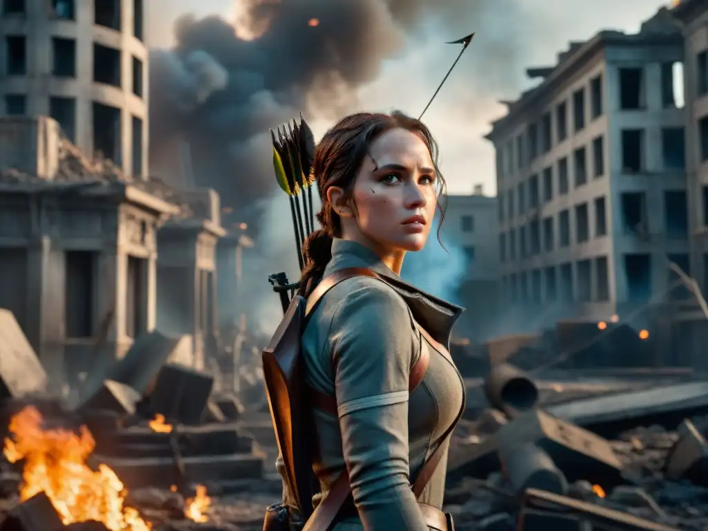 Katniss Everdeen lidera una revolución en un paisaje urbano distópico, influencia estética en 'Los Juegos del Hambre'