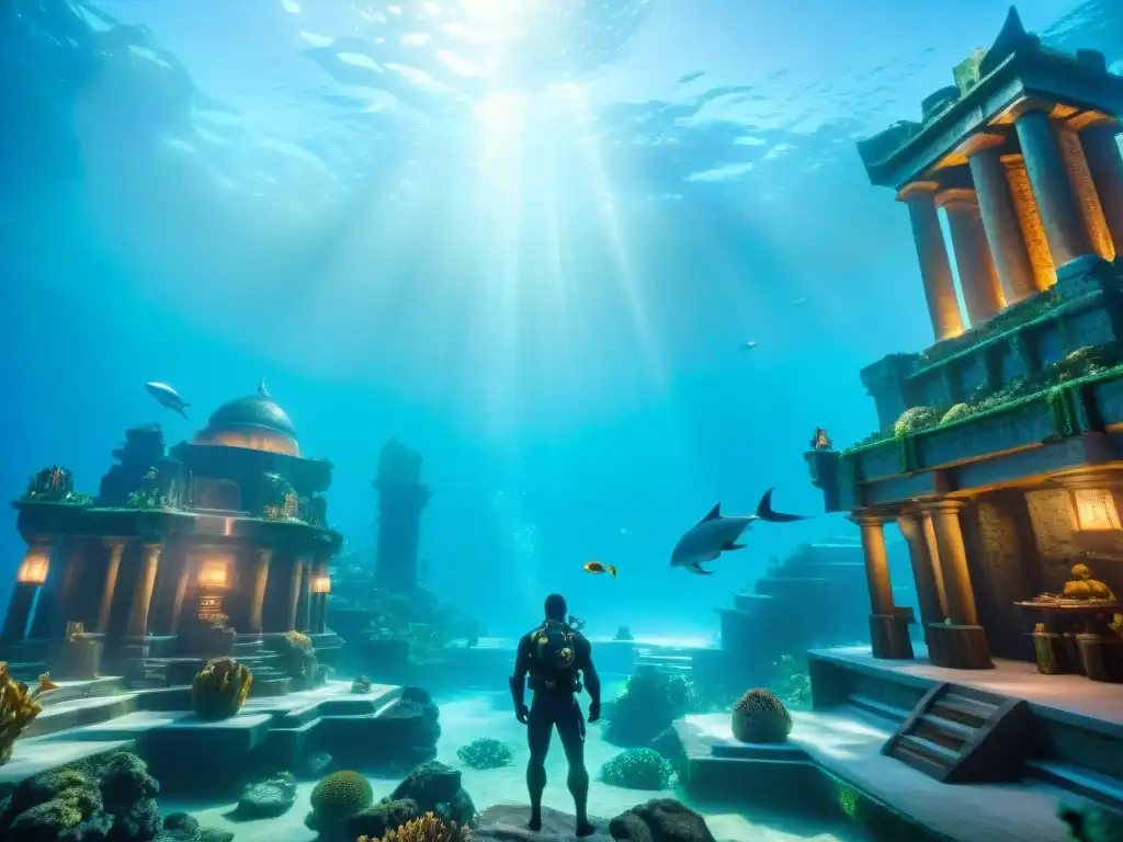 Descubre la riqueza de Atlantis en el universo de DC Comics: una ciudad submarina majestuosa, llena de estructuras de coral, criaturas marinas luminescentes y tecnología avanzada integrada en un mercado bullicioso