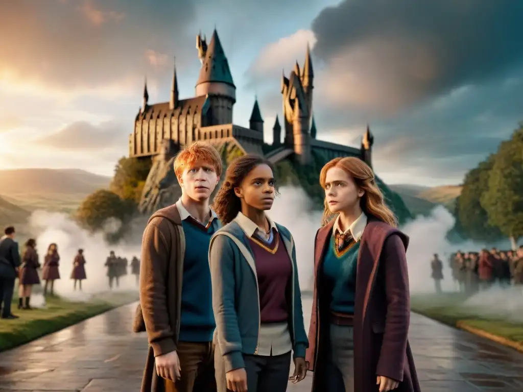 Harry Potter, Hermione y Ron unidos en batalla mágica contra la injusticia en Hogwarts