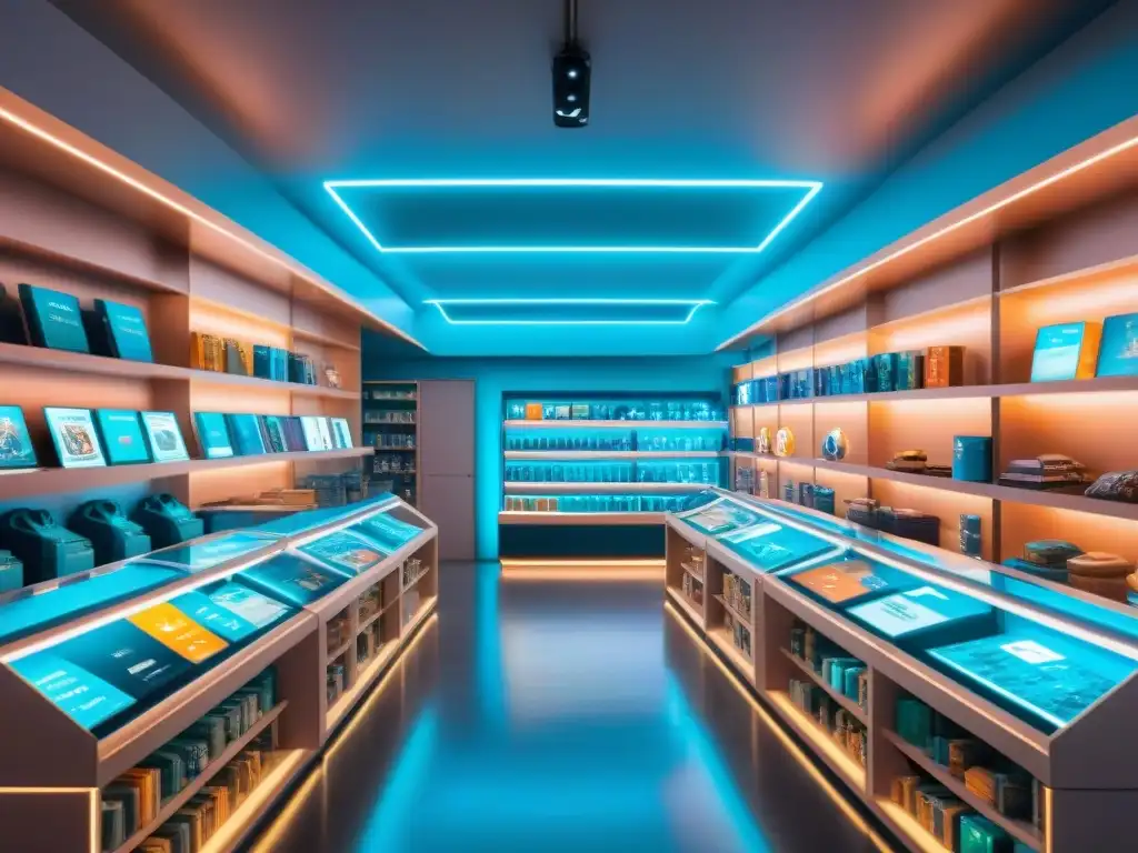 Tienda futurista: merchandising personalizado de universos ficticios Tienda futurista con merchandising personalizado de universos ficticios: varitas, trajes de superhéroes y pociones mágicas