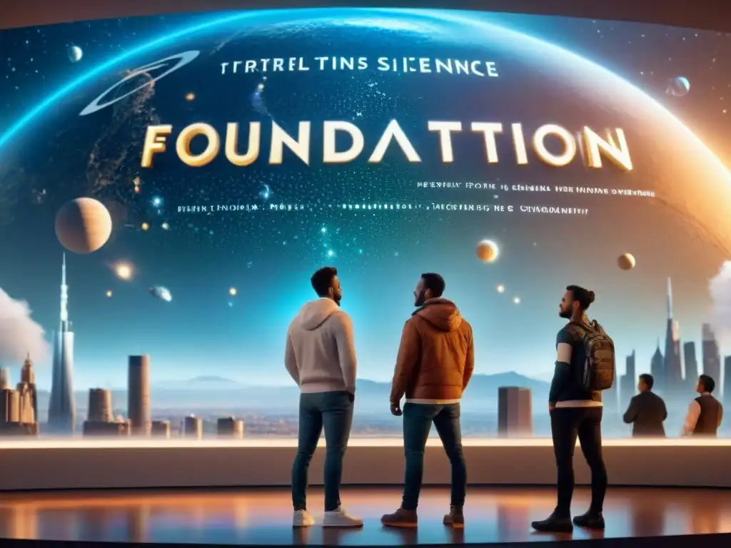 Unidos en creencias en universo ficticio 'Foundation', exploran cosmos con fe y ciencia en ciudad futurista