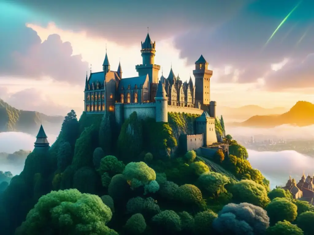 Dos universos paralelos en la ficción: una metrópolis futurista y un castillo medieval rodeado de bosques