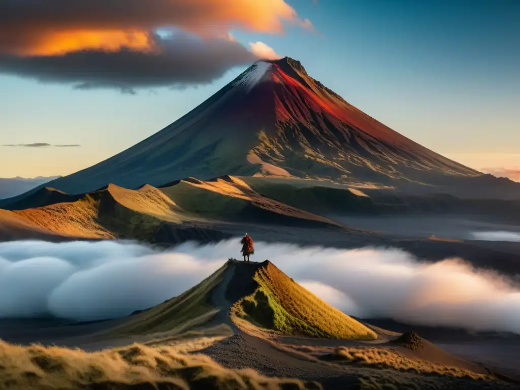 Un viajero contempla el majestuoso Monte Ngauruhoe al atardecer, revelando los secretos locaciones 'The Lord of the Rings'