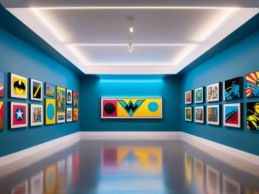 Un vibrante y bullicioso galería de arte con influencia cultura pop en arte