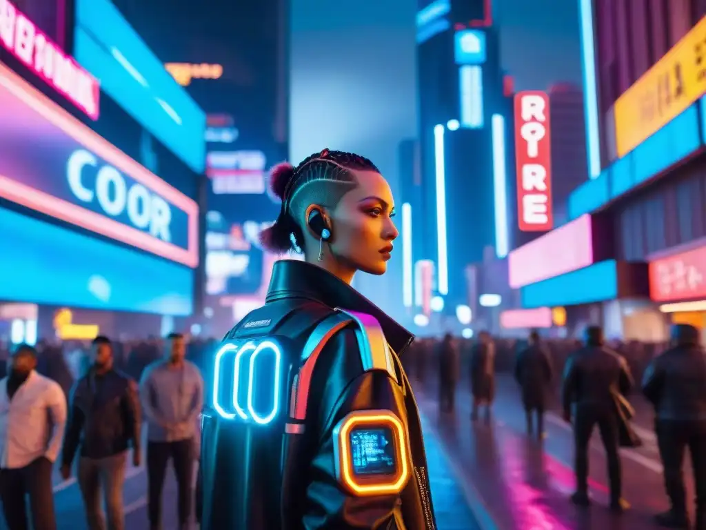 Vibrante ciudad futurista de noche con estética cyberpunk en Blade Runner