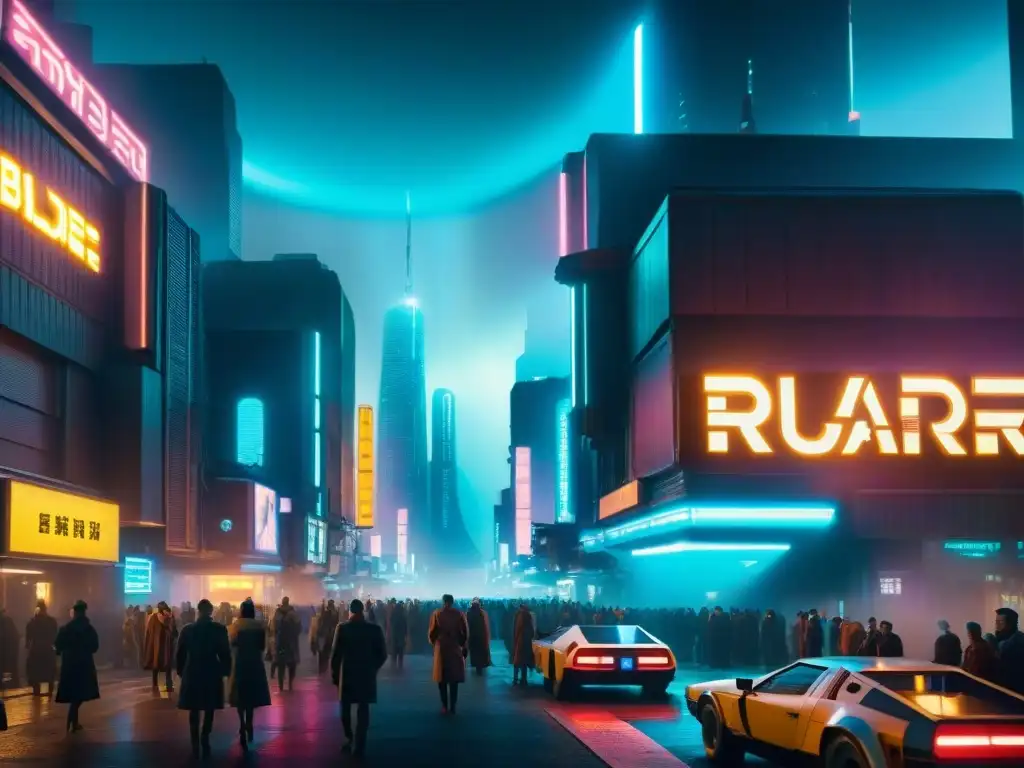 Metrópolis futurista: neón y ciberpunk Vibrante ciudad futurista nocturna, con luces neón y hologramas
