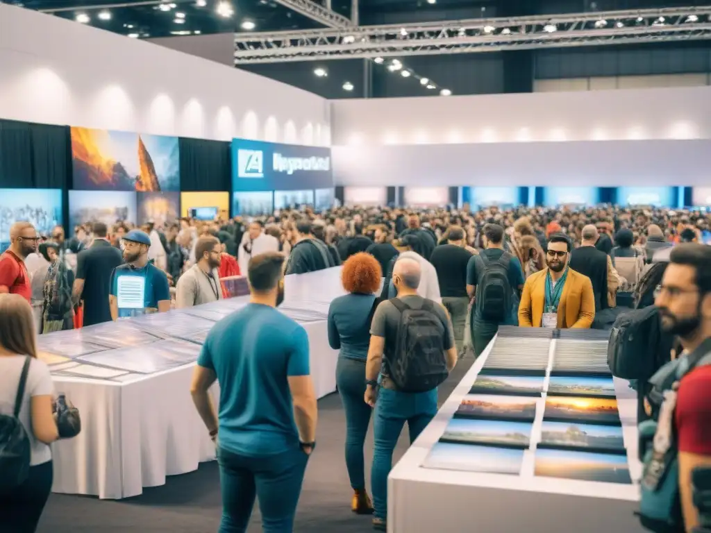 Artistas apasionados en la Comic Con: un mundo de creatividad y diversidad Un vibrante y detallado callejón de artistas en una convención de cómics, con variadas creaciones de fan art