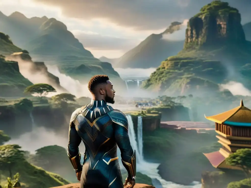 Vibrantes calles de Wakanda: tecnología y tradiciones en armonía, una escena de belleza cultural