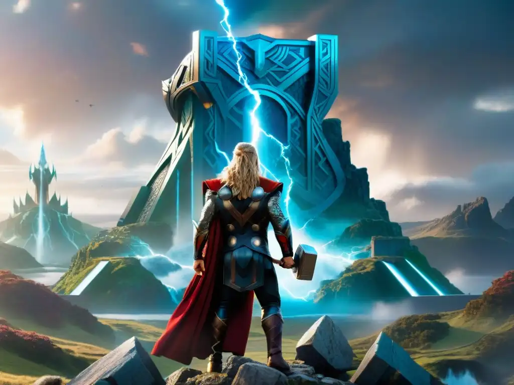 Dos visiones de Asgard: una clásica con Odin y el puente Bifröst, y otra futurista con Thor y tecnología