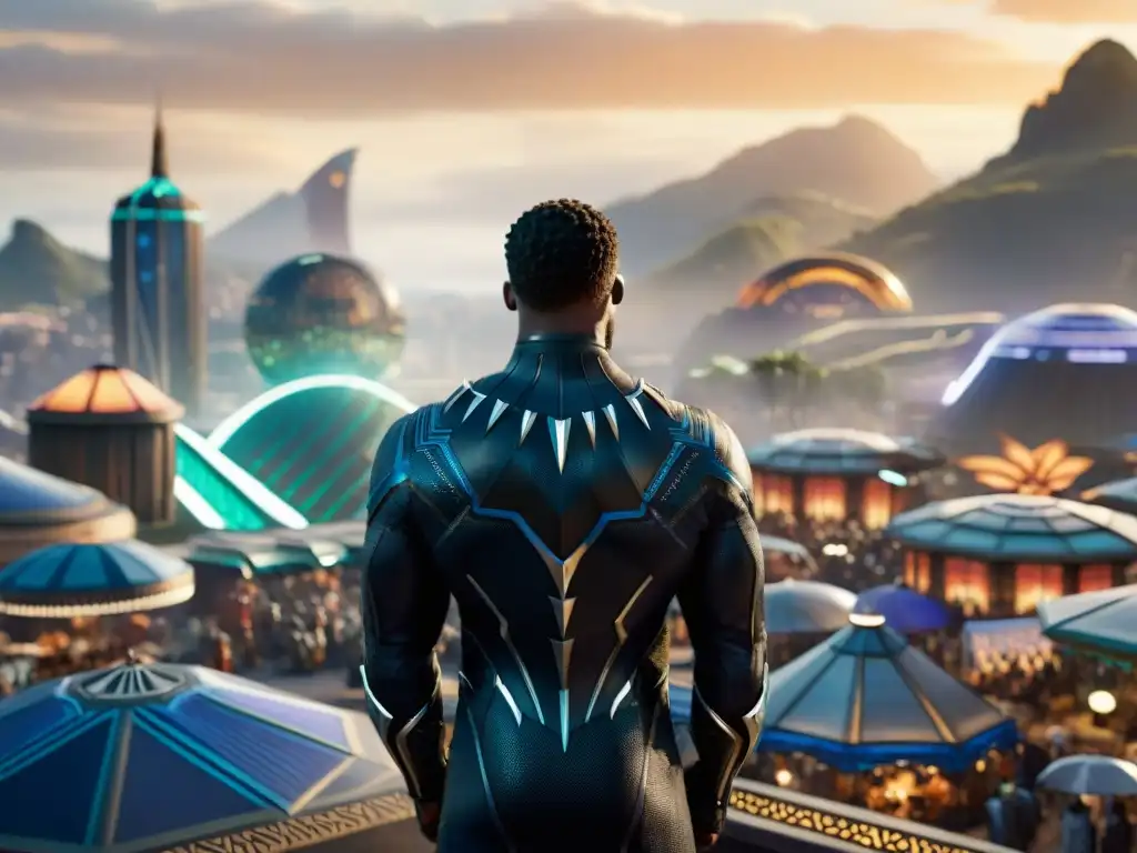 Una vista detallada de la vibrante y tecnológica nación africana ficticia de Wakanda en la película 'Pantera Negra'