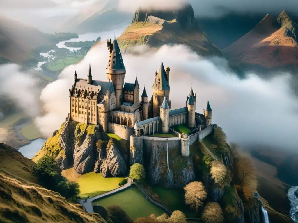 Vista mágica del Castillo de Hogwarts en las místicas Tierras Altas de Escocia